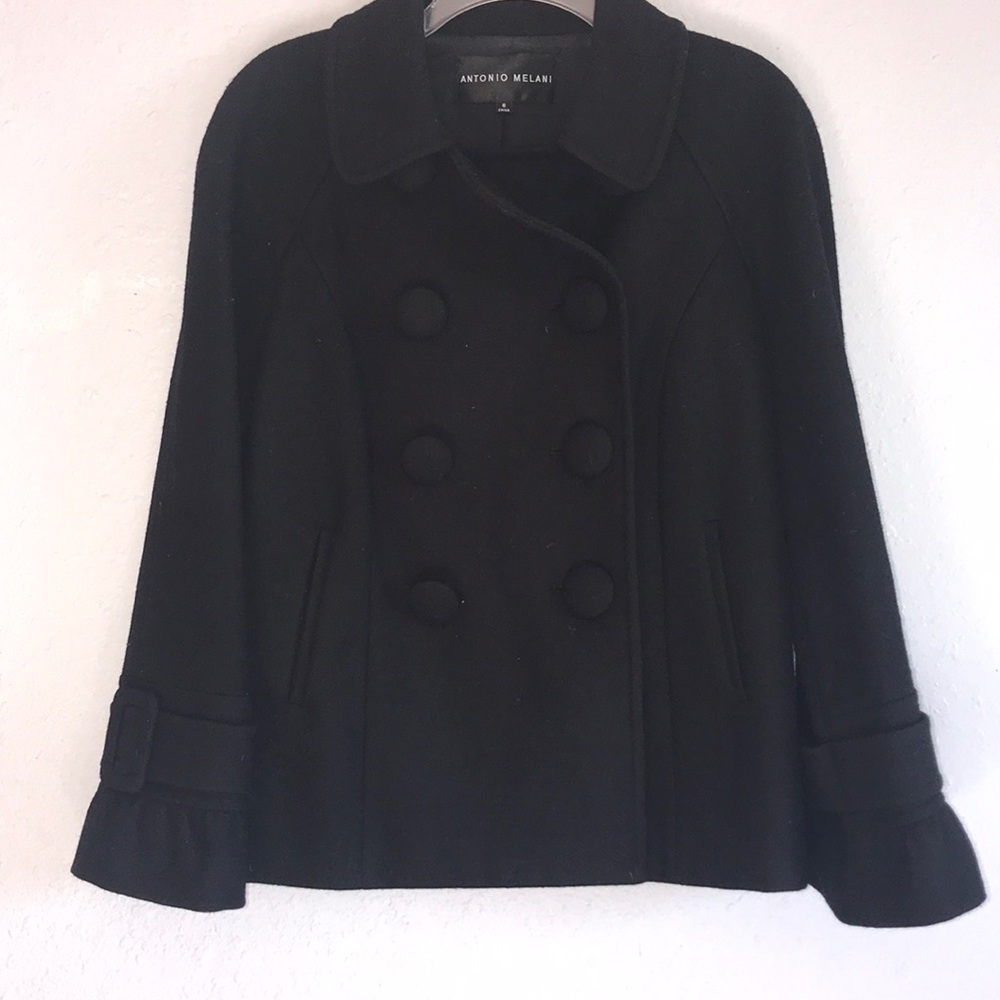 Black Button Up Wool Coat